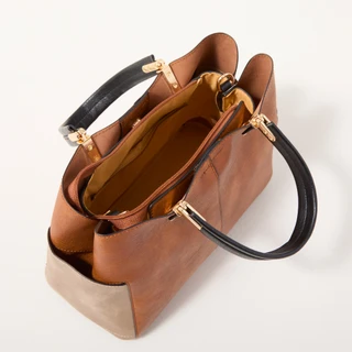 Thumbnail 4: DS Fashion Faux Leather Triple Compartment Satchel 