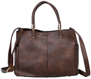 Thumbnail 1: DS Fashion Faux Leather Triple Compartment Satchel with Strap 