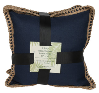 Thumbnail 1: 2 Pk Linen Jute Trim Indoor/Outdoor Pillows 