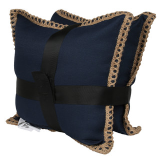Thumbnail 2: 2 Pk Linen Jute Trim Indoor/Outdoor Pillows 