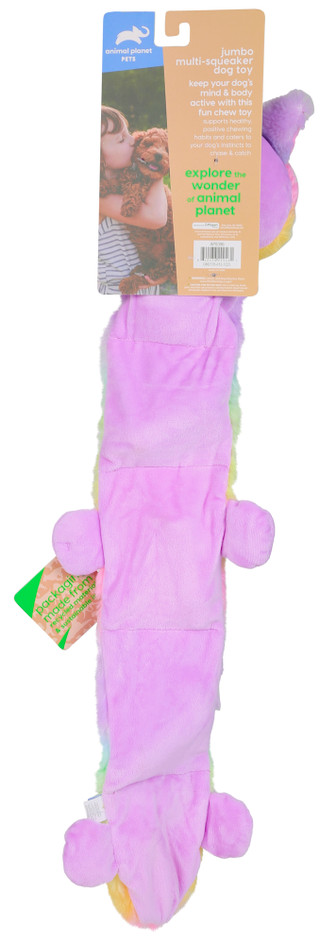 Thumbnail 2: Animal Planet 26 in Tie Dye Llama Jumbo Multi-Squeaker Pet Toy 
