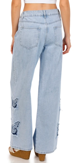 Thumbnail 2: GOGO JEANS Juniors Butterfly Wide Leg Jeans 