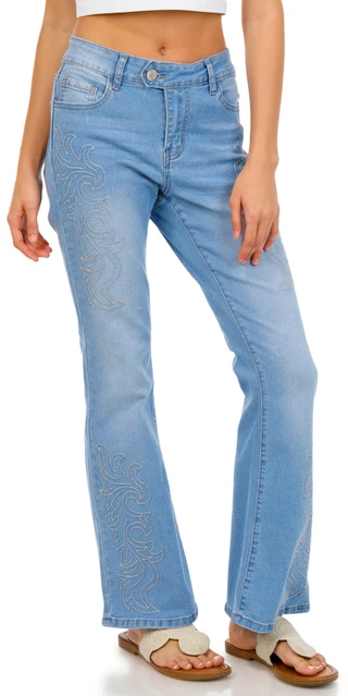 Thumbnail 1: GOGO JEANS Juniors Embroidered Straight Leg Jeans 