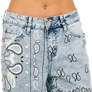 Thumbnail 2: SUNKISSED DENIM Junior's Patchwork Pattern Wide Leg Jeans 