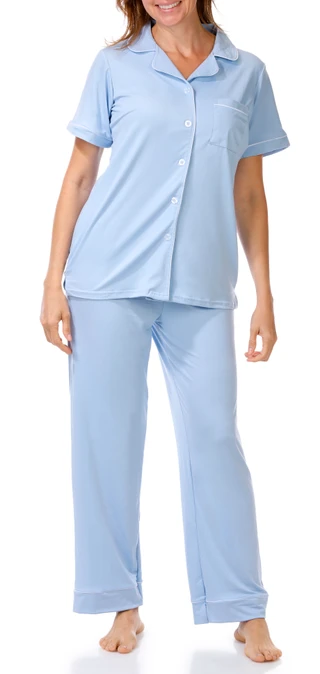 Thumbnail 1: Hunter Women's 2 Pc Button Down Pajama Pants Set 