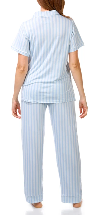 Thumbnail 2: Hunter Women's 2 Pc Stripe Button Down Pajama Pants Set 