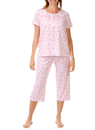 Thumbnail 1: Laura Ashley Women's 2 Pc Floral Print Pajama Capris Set 