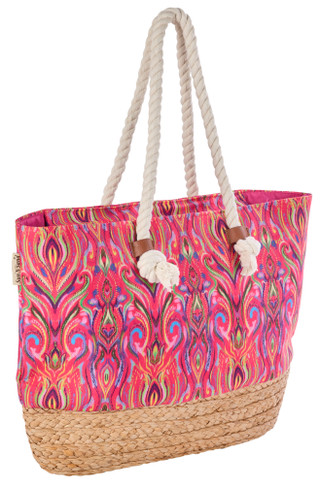 Thumbnail 4: Sun N' Sand Print Straw Tote Bag 