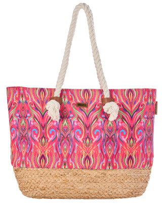 Thumbnail 1: Sun N' Sand Print Straw Tote Bag 