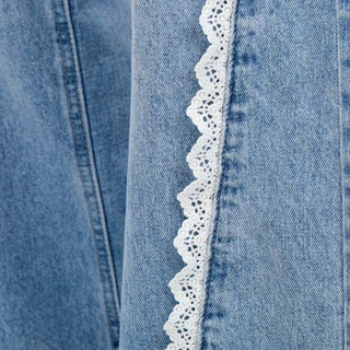 Thumbnail 4: GOGO JEANS Junior's Lace Trim Straight Leg Jeans  
