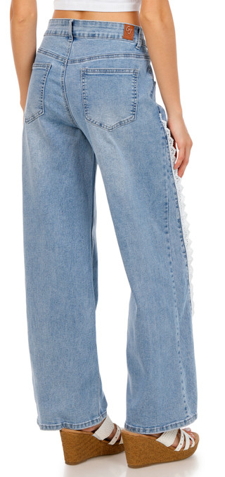 Thumbnail 2: GOGO JEANS Juniors Lace Trim Straight Leg Jeans  