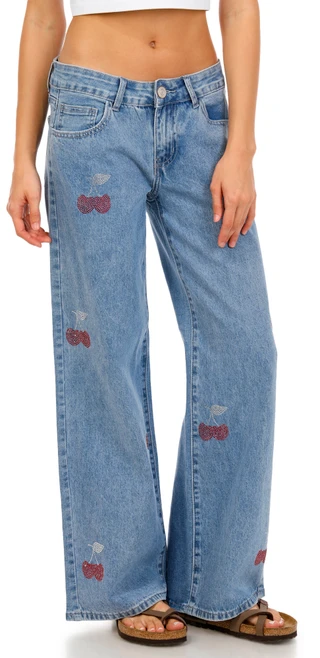 Thumbnail 1: GOGO JEANS Juniors Wide Leg Denim Jeans 