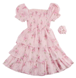 Thumbnail 2: JAPNA GIRLS Big Girls Tiered Smocked Puff Sleeve Dress 