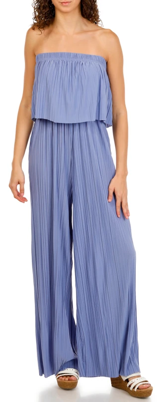 Thumbnail 1: Love Poem Juniors Pleated Strapless Wide Leg Jumpsuit 