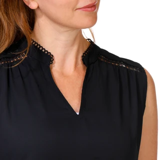 Thumbnail 3: Premise Women's Split Neck Crochet Trim Tank 
