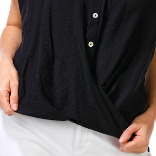 Thumbnail 3: Status by Chenault Women's Short Sleeve Button Front Surplice Top 