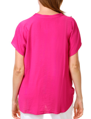 Thumbnail 3: Status by Chenault Women's Short Sleeve Button Front Surplice Top 