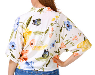 Thumbnail 2: Ellen Tracy Women's Short Dolman Sleeve Front Tie Challis Top 
