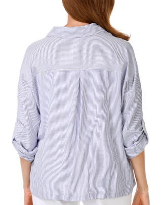 Thumbnail 3: MAX STUDIO Women's 3/4 Sleeve Cropped Stripe Top 