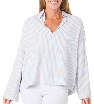 Thumbnail 1: MAX STUDIO Women's 3/4 Sleeve Cropped Stripe Top 