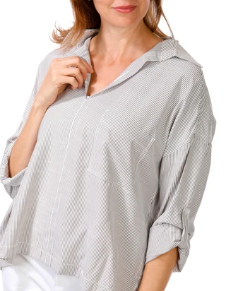 Thumbnail 3: MAX STUDIO Women's 3/4 Sleeve Cropped Stripe Top 