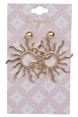 Thumbnail 1: LU GAETA 2 Pc Gold Tone Earrings Set 
