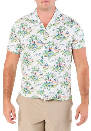Thumbnail 1: Caribbean Joe Men's Short Sleeve Tropical Print Shirt 