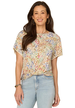 Thumbnail 1: Democracy Womens Boat Neck Side Twist Top 