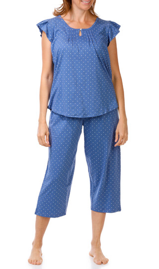 Thumbnail 1: POPPY & CLAY Women's 2 Pc Polka Dot Pajama Capris Set 