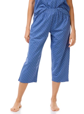 Thumbnail 3: POPPY & CLAY Women's 2 Pc Polka Dot Pajama Capris Set 