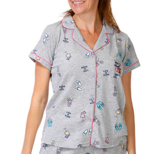 Thumbnail 3: Life is Good Women's 2 Pc Button Down Print Pajama Shorts Set 