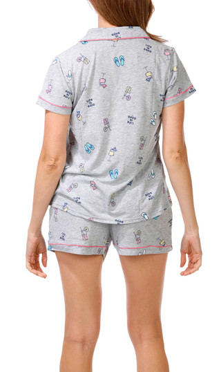 Thumbnail 4: Life is Good Women's 2 Pc Button Down Print Pajama Shorts Set 