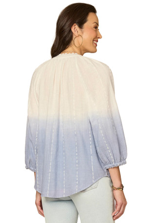 Thumbnail 2: Democracy Womens 3Q Blouson Sleeve Ombre Top 