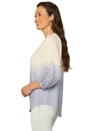 Thumbnail 3: Democracy Womens 3Q Blouson Sleeve Ombre Top 