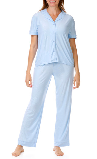 Thumbnail 1: JACLYN Women's 2 Pc Button Down Pajama Pants Set 