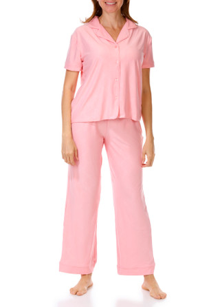 Thumbnail 1: JACLYN Women's 2 Pc Button Down Pajama Pants Set 