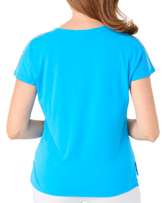 Thumbnail 2: CARMEN MARC VALVO Petite Studded Shoulder V-Neck Top 