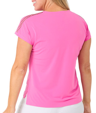 Thumbnail 2: CARMEN MARC VALVO Women's Studded Shoulder V-Neck Top 