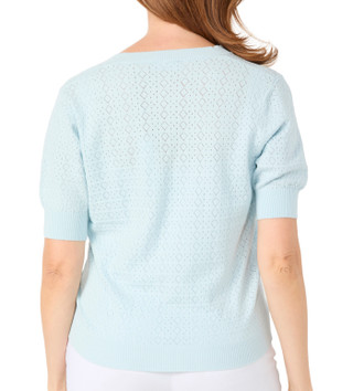 Thumbnail 2: Tahari Women's Pointelle V-Neck Sweater Top 