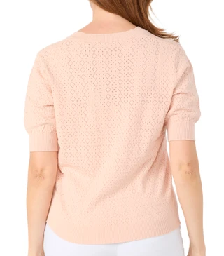 Thumbnail 2: Tahari Women's Pointelle V-Neck Sweater Top 