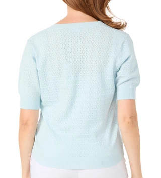 Thumbnail 2: Tahari Women's Pointelle V-Neck Sweater Top 