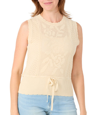 Thumbnail 1: INDUSTRY Women's Sleeveless Floral Open Knit Top 
