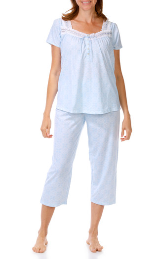 Thumbnail 1: SOPHIA Women's 2 Pc Dreamy Lace Pajama Capris Set 