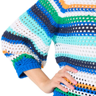 Thumbnail 2: TRIBAL Women's Striped Open Weave Sweater 