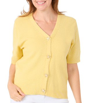 Thumbnail 1: Kathy Ireland Women's Short Sleeve Starfish Button Down Cardigan 