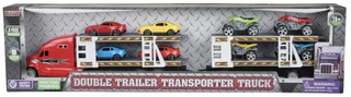 Thumbnail 1: Brooklyn Lollipop Double Trailer Transporter Truck with Vehicles 