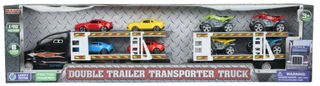 Thumbnail 1: Brooklyn Lollipop Double Trailer Transporter Truck with Vehicles 