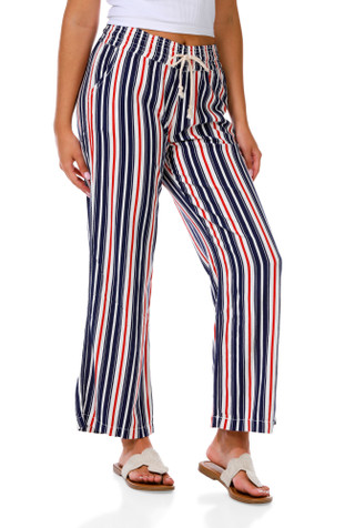 Thumbnail 2: April Kiss Juniors Americana Drawstring Striped Beach Pants 
