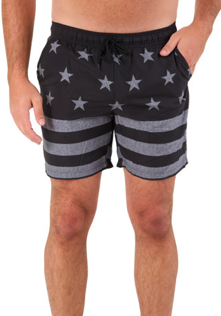 Thumbnail 2: Matix Men's Black American Flag Swim Shorts 