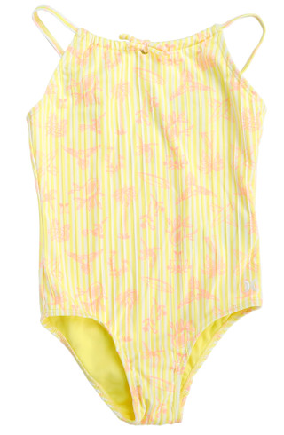 Thumbnail 1: Hurley 1-Piece Big Girls Yellow Hi-Neck Swimsuit 
